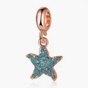 Starfish Rhinestone Embellished Pendant Goldtoned charm